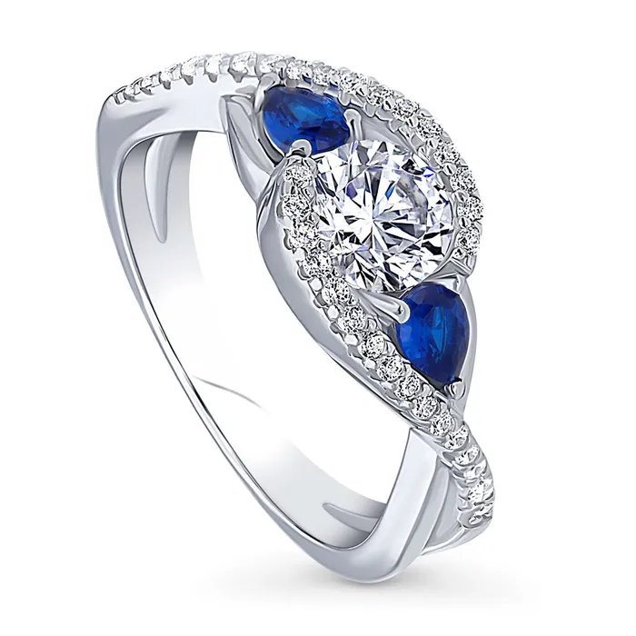 BERRICLE Rings 3Stone Woven 08ct CZ Ring in Sterling Silver