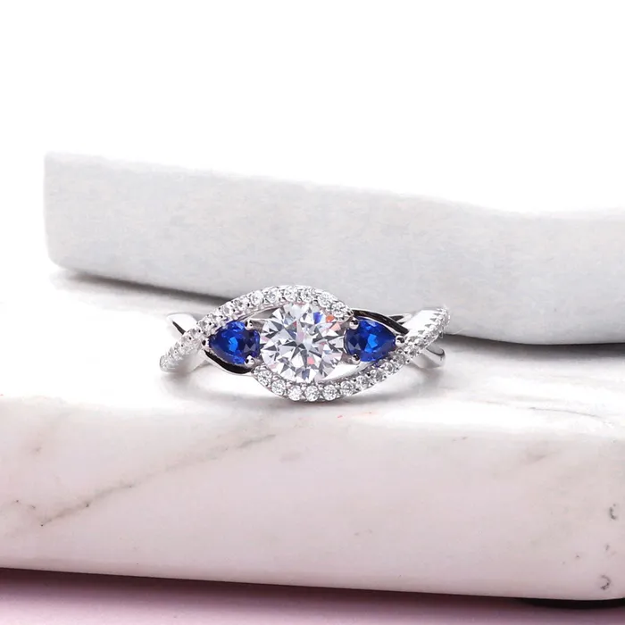 BERRICLE Rings 3Stone Woven 08ct CZ Ring in Sterling Silver