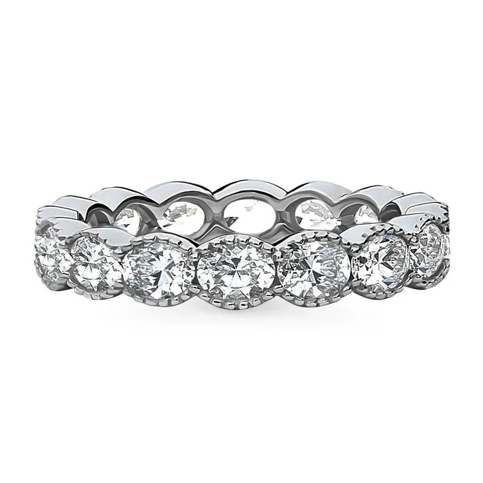 BERRICLE Rings EastWest Milgrain Bezel Oval CZ Eternity Ring in Sterling Silver