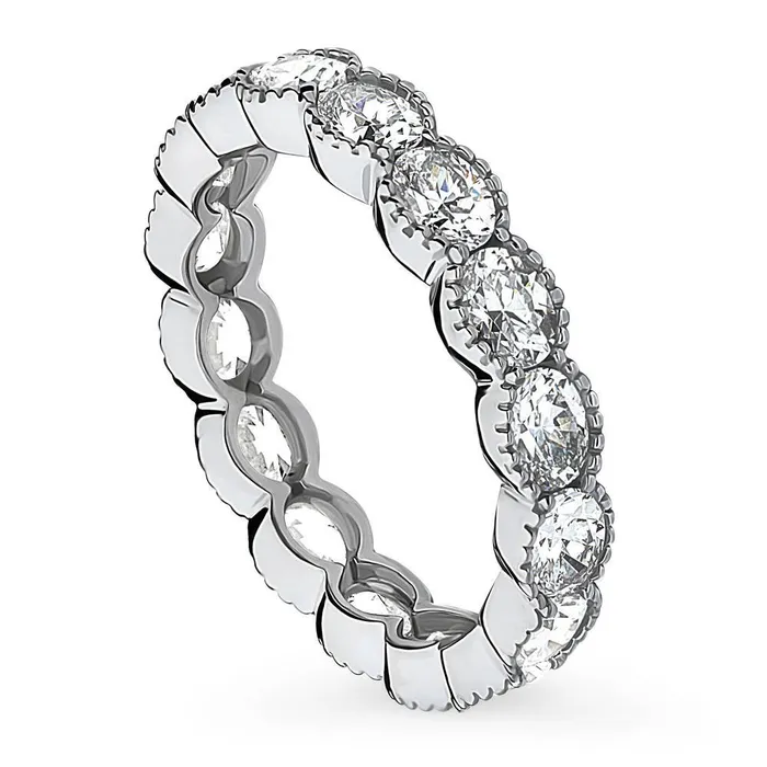 BERRICLE Rings EastWest Milgrain Bezel Oval CZ Eternity Ring in Sterling Silver