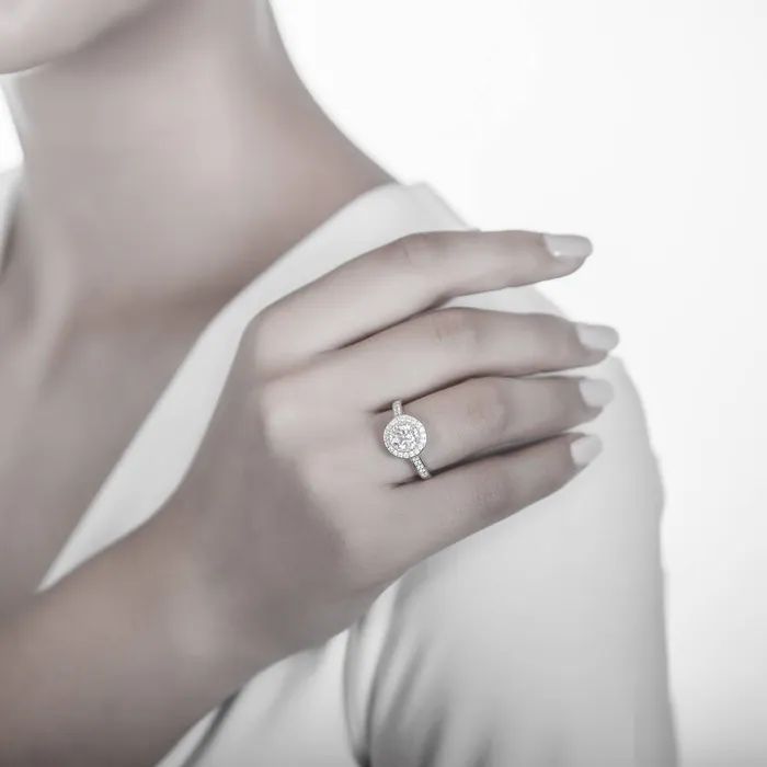 BERRICLE Rings Halo CZ Ring Set in Sterling Silver