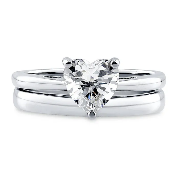 BERRICLE Rings Solitaire Heart 11ct Heart CZ Ring Set in Sterling Silver