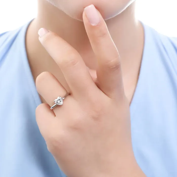 BERRICLE Rings Solitaire Heart 11ct Heart CZ Ring Set in Sterling Silver