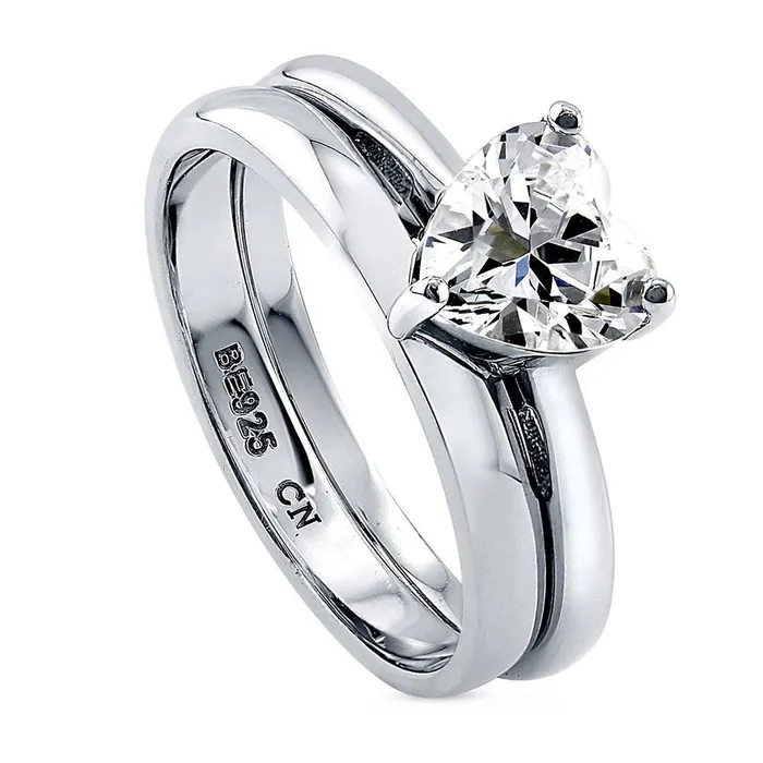 BERRICLE Rings Solitaire Heart 11ct Heart CZ Ring Set in Sterling Silver