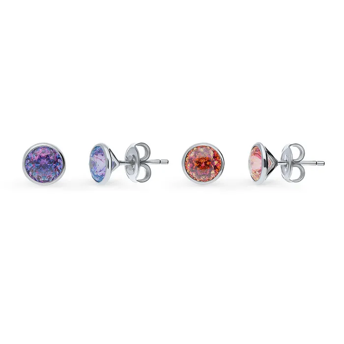 BERRICLE Solitaire Kaleidoscope CZ Stud Earrings in Sterling Silver 16ct Earrings BERRICLE Solitaire Kaleidoscope CZ Stud Earrings in Sterling Silver 16ct Earrings