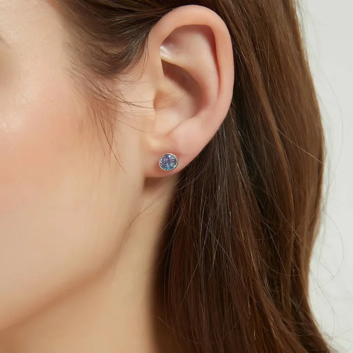 BERRICLE Solitaire Kaleidoscope CZ Stud Earrings in Sterling Silver 16ct Earrings