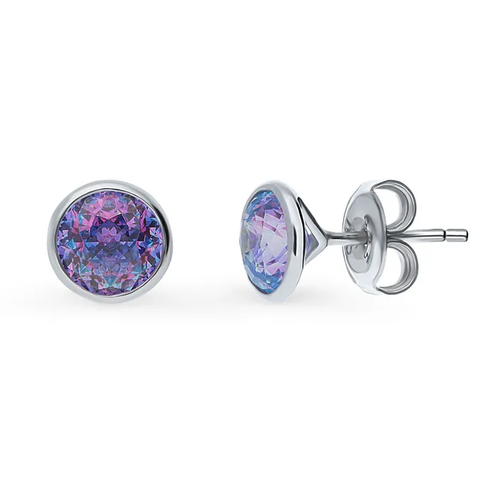 BERRICLE Solitaire Kaleidoscope CZ Stud Earrings in Sterling Silver 16ct Earrings