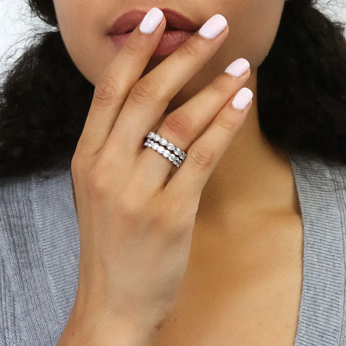 Bezel CZ Eternity Ring Set in Sterling Silver BERRICLE Rings