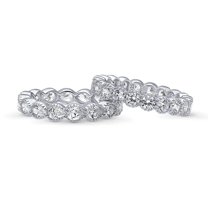 Bezel CZ Eternity Ring Set in Sterling Silver BERRICLE Rings