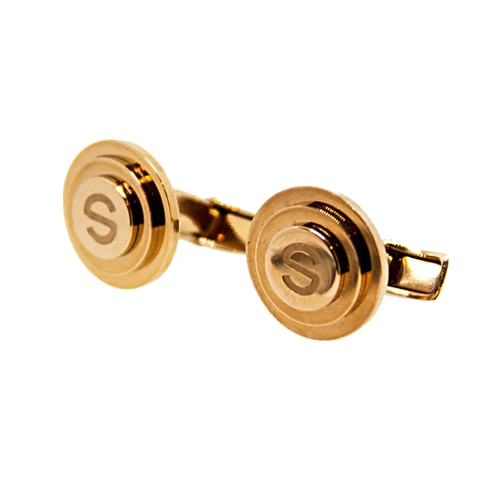 Bracelets Smalto Cufflinks Ip Gold With Yellow Carbon Fiber Design Smalto