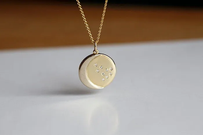 Capucinne Necklaces Gold Constellation Necklace Diamond Disc Necklace