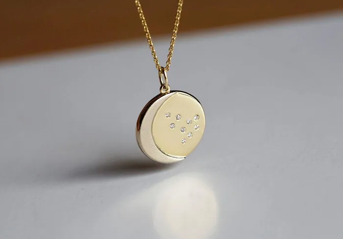 Capucinne Necklaces Gold Constellation Necklace Diamond Disc Necklace