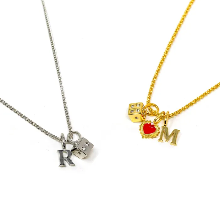 Charm Necklaces Solid Initial Charm by The Sis Kiss The Sis Kiss