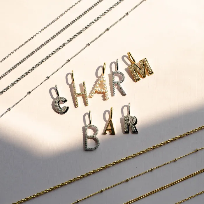 Charm Necklaces Solid Initial Charm by The Sis Kiss The Sis Kiss