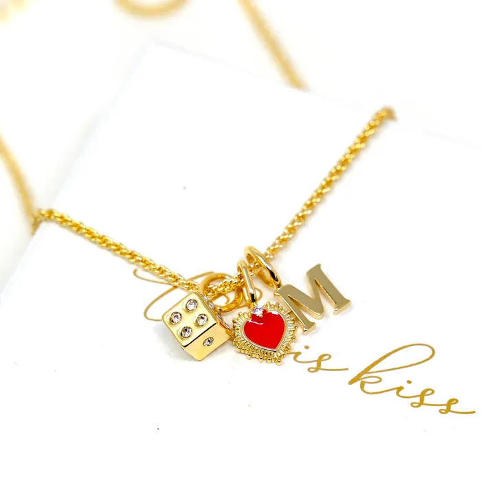 Charm Necklaces Solid Initial Charm by The Sis Kiss The Sis Kiss