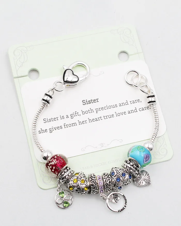 CHECK20241 Bracelets SISTER Themed Charm Bracelet