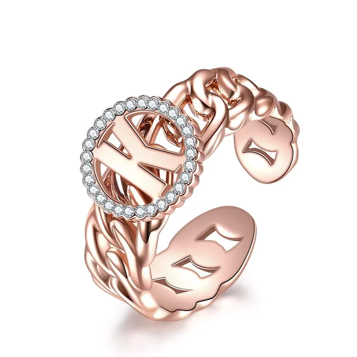 Cuban Link Initial Name Ring Novalico Rings