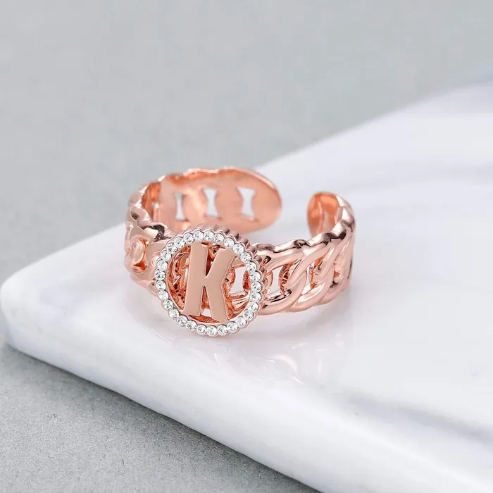 Cuban Link Initial Name Ring Novalico Rings