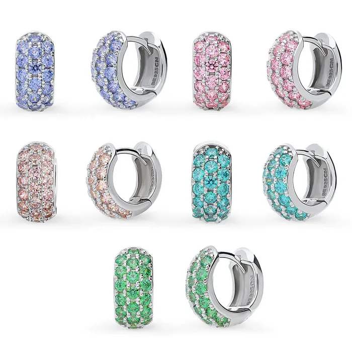 CZ Small Huggie Earrings in Sterling Silver 05 BERRICLE Earrings