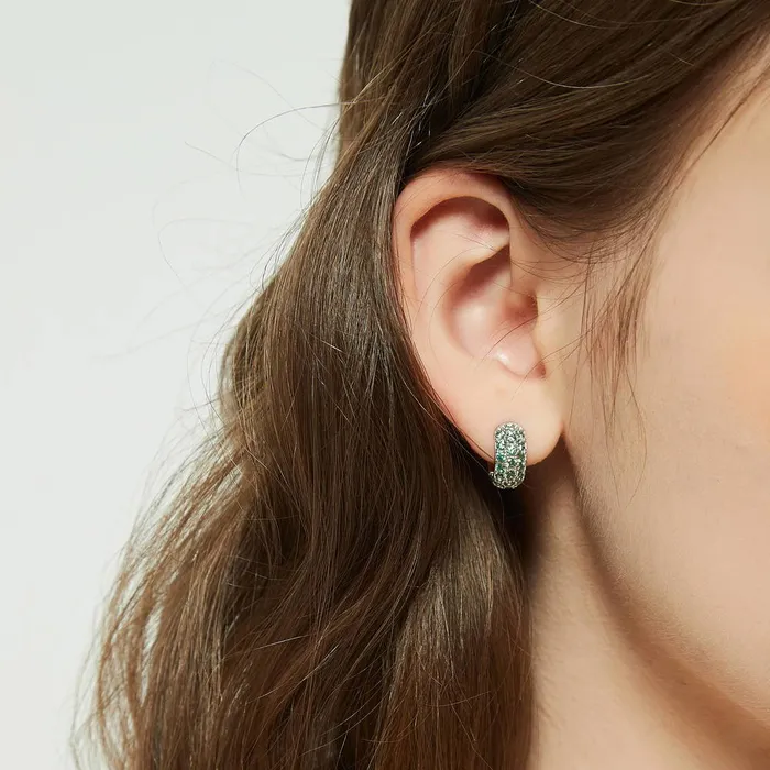 CZ Small Huggie Earrings in Sterling Silver 05 BERRICLE Earrings