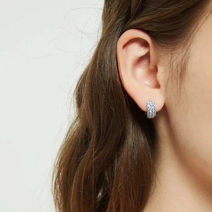 CZ Small Huggie Earrings in Sterling Silver 05 BERRICLE Earrings