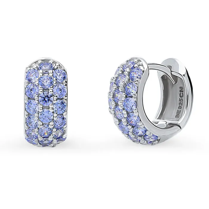 CZ Small Huggie Earrings in Sterling Silver 05 BERRICLE Earrings