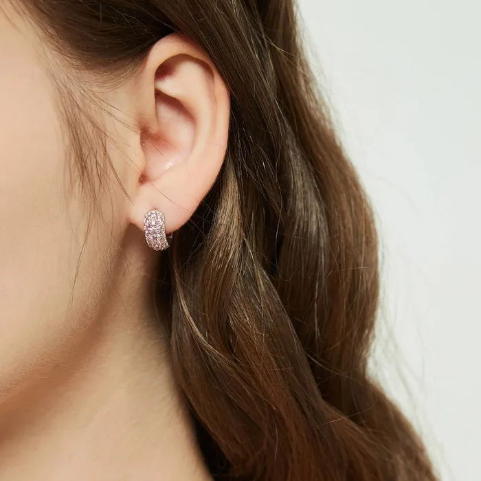 CZ Small Huggie Earrings in Sterling Silver 05 BERRICLE Earrings