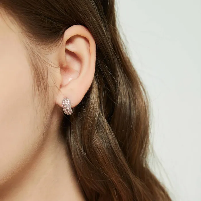 CZ Small Huggie Earrings in Sterling Silver 05 BERRICLE Earrings