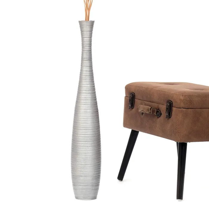 Dropshipped via Social Commerce Network Rings Leewadee Tall Floor Vase 30 inches Wood Silver Dropshipped via Social Commerce Network Rings Leewadee Tall Floor Vase 30 inches Wood Silver