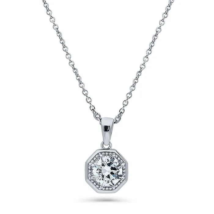 Earrings BERRICLE Art Deco Solitaire CZ Set in Sterling Silver