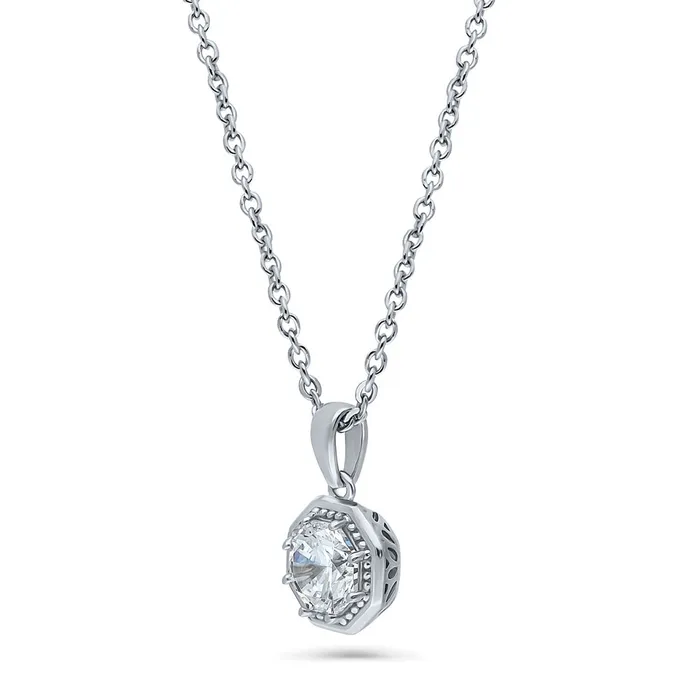 Earrings BERRICLE Art Deco Solitaire CZ Set in Sterling Silver