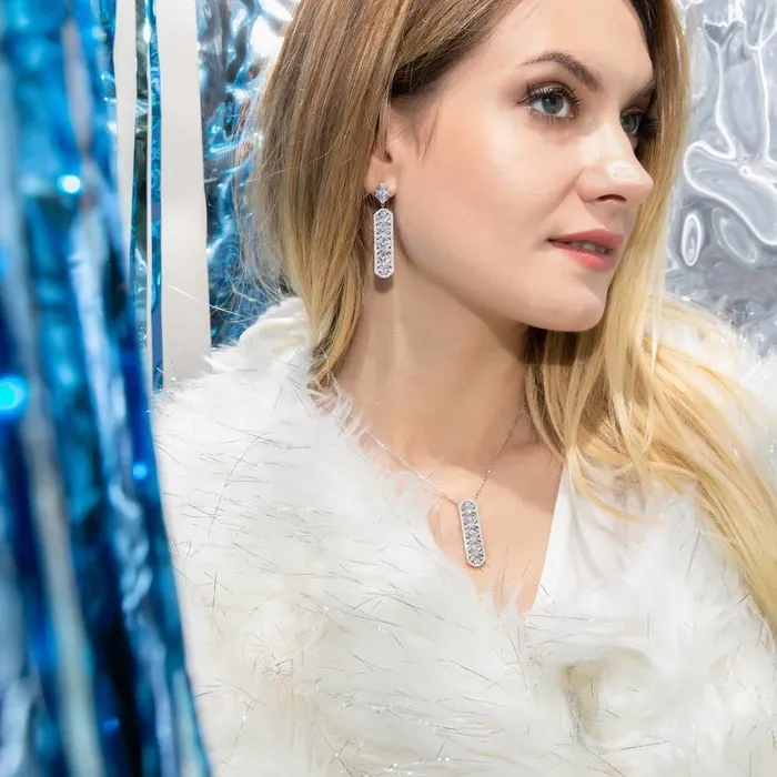 Earrings BERRICLE Bar Art Deco CZ Earrings in Sterling Silver
