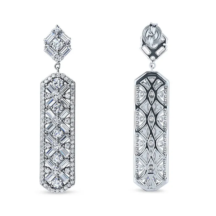 Earrings BERRICLE Bar Art Deco CZ Earrings in Sterling Silver