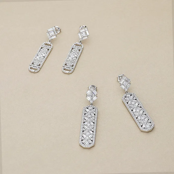 Earrings BERRICLE Bar Art Deco CZ Earrings in Sterling Silver
