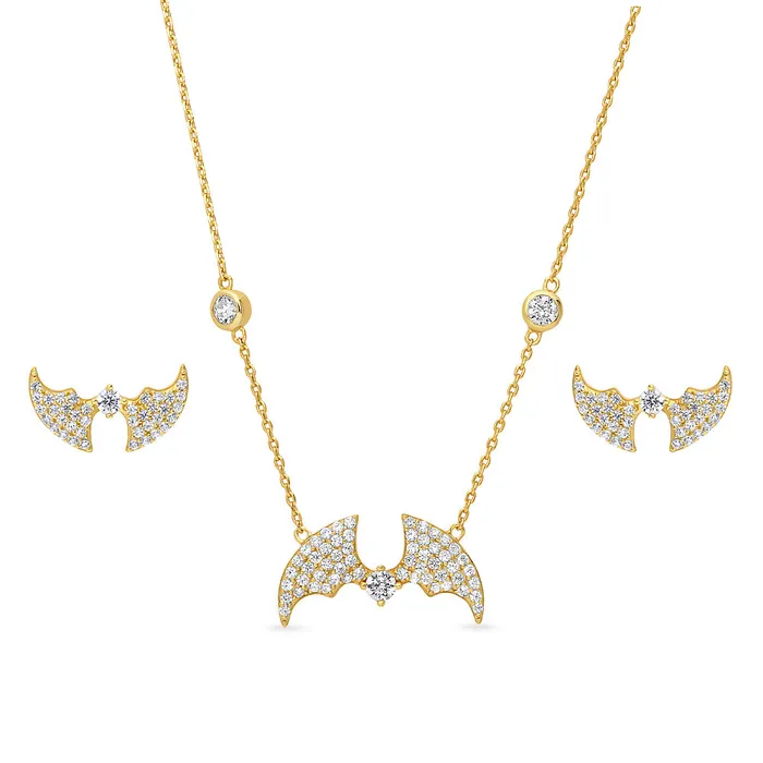 Earrings BERRICLE Bat CZ Set in Gold Flashed Sterling Silver