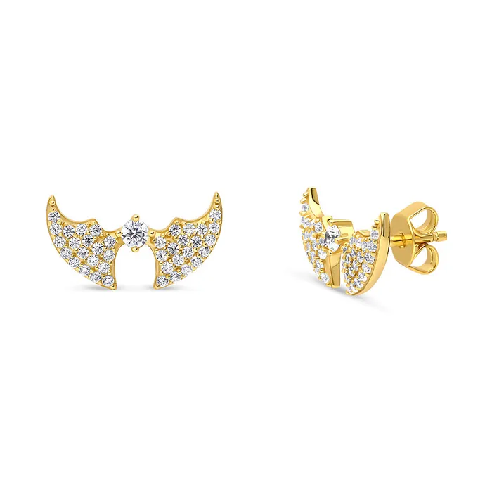 Earrings BERRICLE Bat CZ Set in Gold Flashed Sterling Silver
