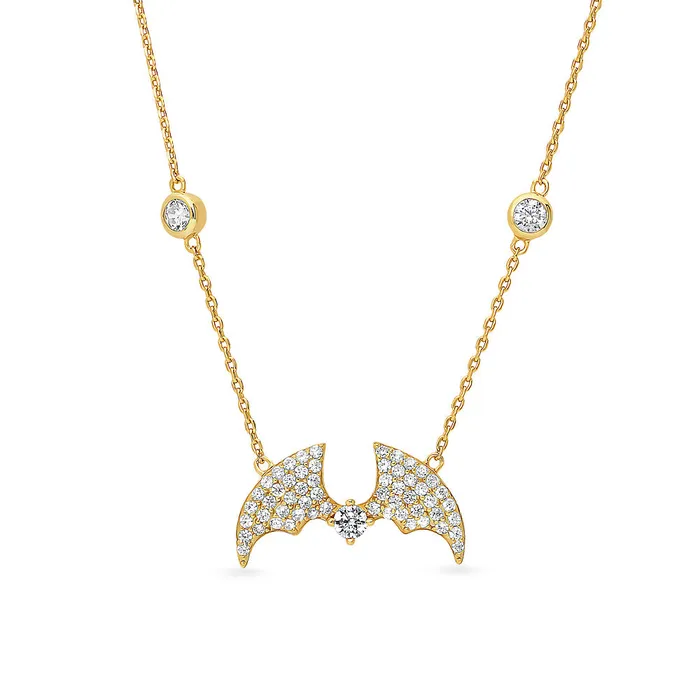 Earrings BERRICLE Bat CZ Set in Gold Flashed Sterling Silver