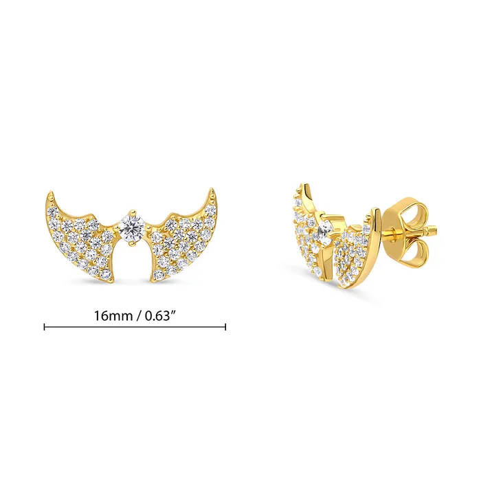 Earrings BERRICLE Bat CZ Set in Gold Flashed Sterling Silver