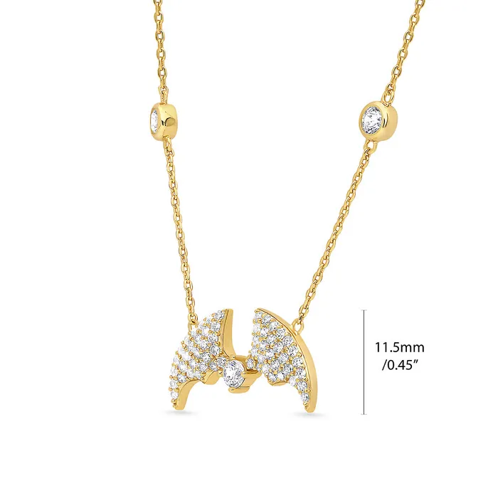 Earrings BERRICLE Bat CZ Set in Gold Flashed Sterling Silver