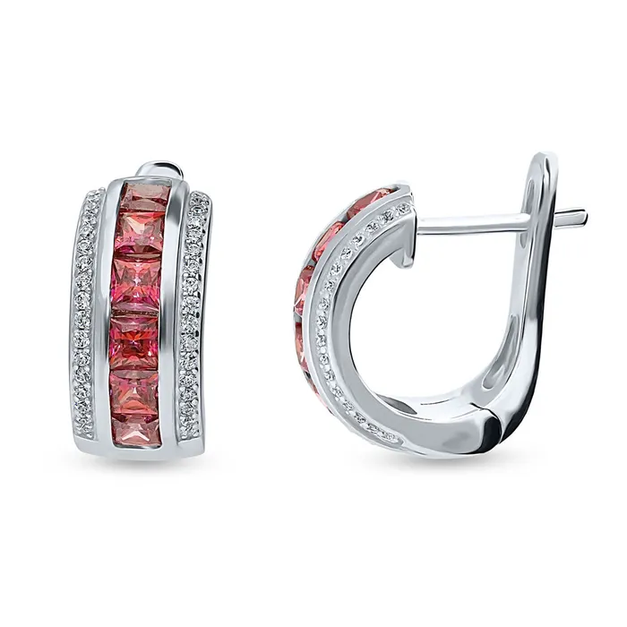 Earrings BERRICLE Dome CZ Medium Huggie Earrings in Sterling Silver 066