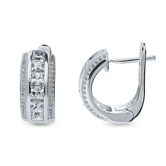 Earrings BERRICLE Dome CZ Medium Huggie Earrings in Sterling Silver 066