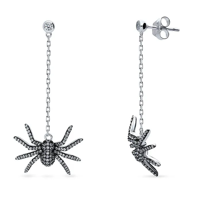 Earrings BERRICLE Spider CZ Necklace and Earrings in Sterling Silver