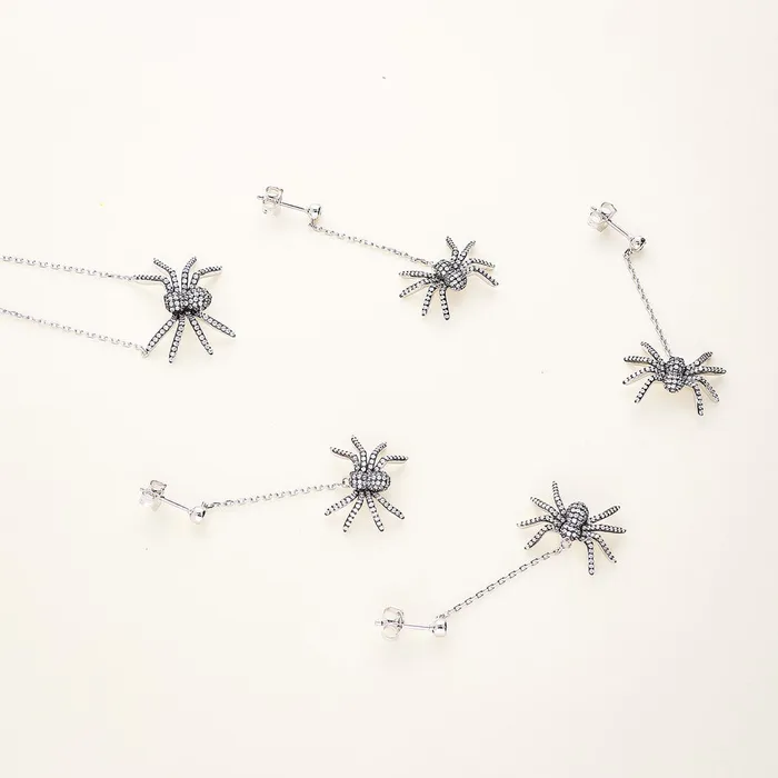 Earrings BERRICLE Spider CZ Necklace and Earrings in Sterling Silver
