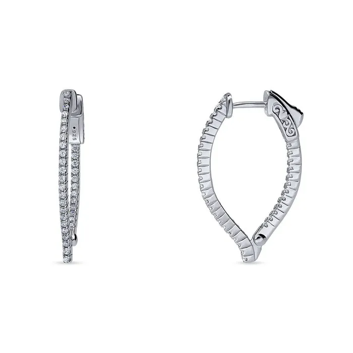 Earrings BERRICLE Teardrop CZ Medium Hoop Earrings in Sterling Silver 118