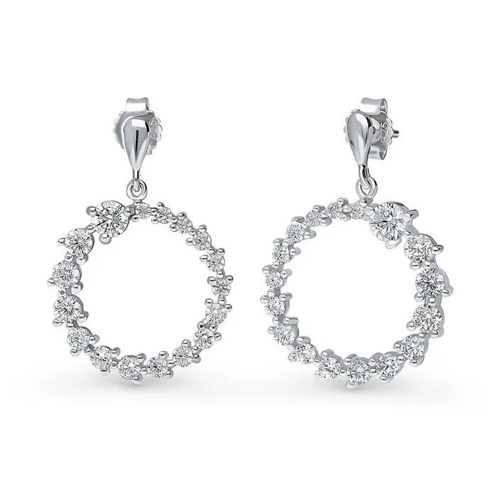 Earrings Graduated Open Circle CZ Earrings in Sterling Silver BERRICLE