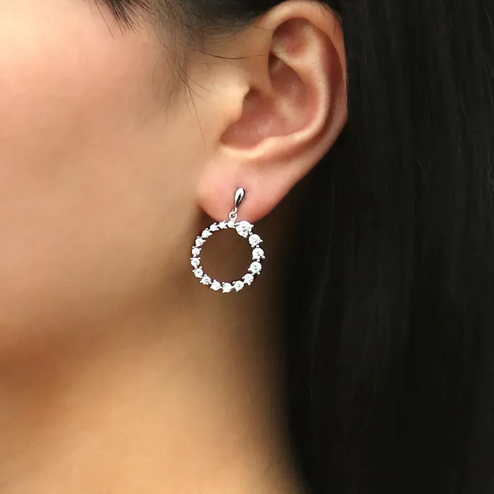 Earrings Graduated Open Circle CZ Earrings in Sterling Silver BERRICLE