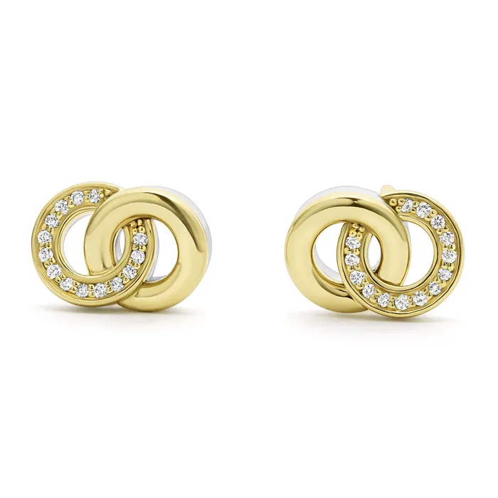 Earrings LAGOS Signature Caviar TwoTone Interlocking Diamond Stud Earrings Earrings LAGOS Signature Caviar TwoTone Interlocking Diamond Stud Earrings