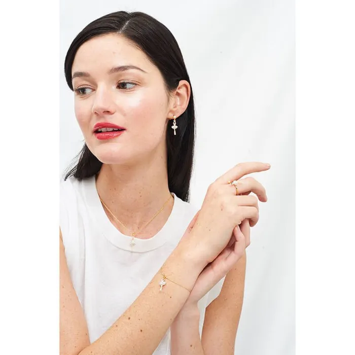 Earrings Les Nereides Les NereidesWhite Mini Ballerina Stud Earrings With Rhinestone And PearlOne Size Earrings Les Nereides Les NereidesWhite Mini Ballerina Stud Earrings With Rhinestone And PearlOne Size