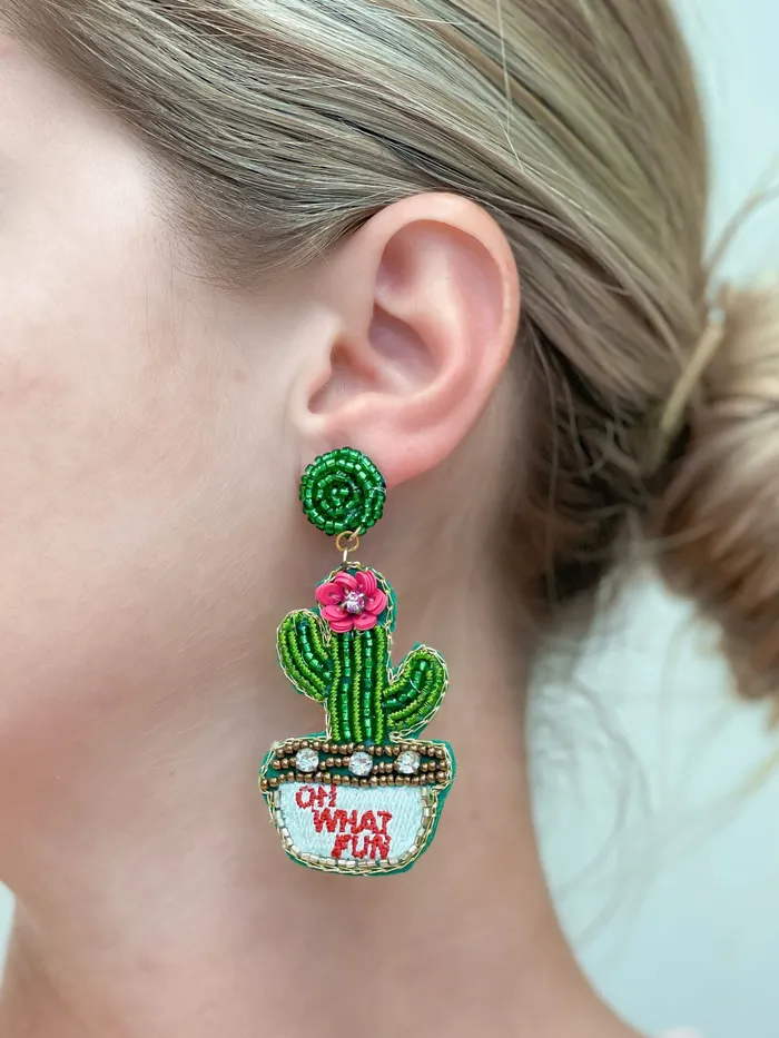 Earrings Potted Flower Cactus Beaded Dangle Earrings Prep Obsessed TI