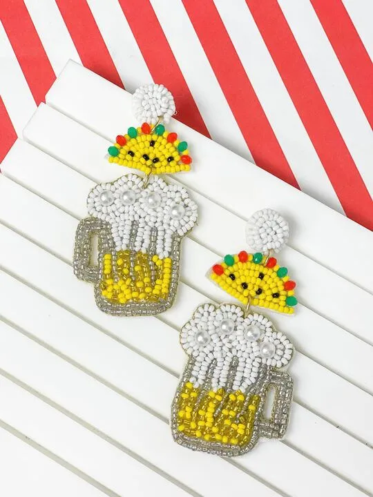 Earrings Prep Obsessed TL Tacos Beer Beaded Dangle Earrings Earrings Prep Obsessed TL Tacos Beer Beaded Dangle Earrings